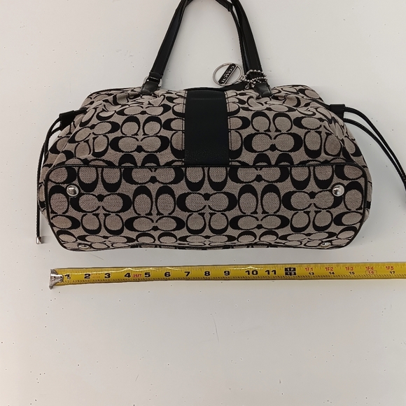 Coach Signature Monogram Stripe Canvas Devin Shoulder Bag w/ Peyton Wallet - Picture 15 of 16